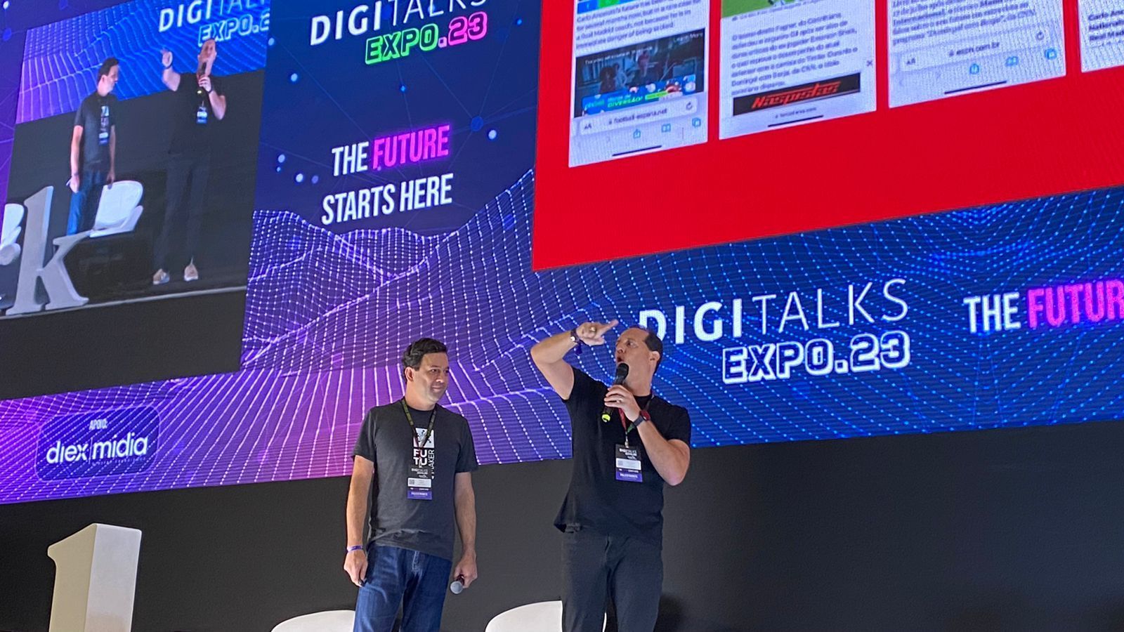 Vice-presidente de Digital e Inovação da CNN, Sérgio Maria (esq.), e o apresentador da CNN Benjamin Back (dir.), durante o Digitalks Expo, em São Paulo / Flávio Ismerim / CNN