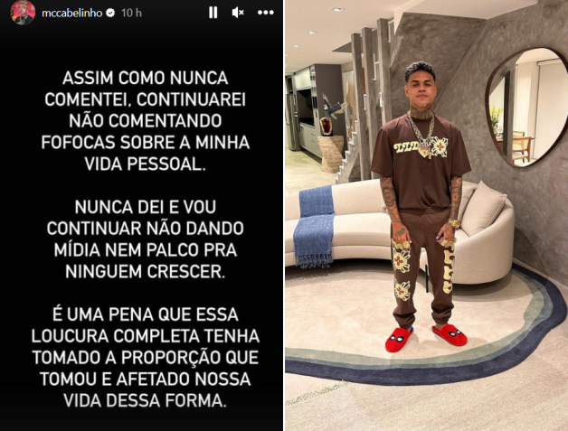 MC Cabelinho se posiciona após Bella Campos anunciar fim do namoro / Reprodução/Instagram