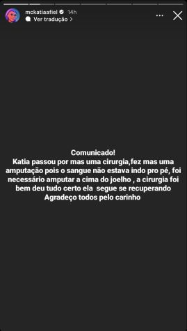 DJ Ld, marido de MC Katia, atualiza quadro de saúde da funkeira / Reprodução/MC Katia/Instagram