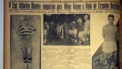 Recortes de jornais falam sobre o título do Galo em 1937