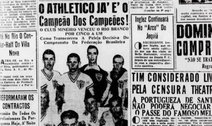 Recortes de jornais falam sobre o título do Galo em 1937