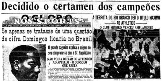 Recortes de jornais falam sobre o título do Galo em 1937