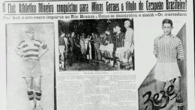 Recortes de jornais falam sobre o título do Galo em 1937