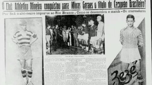 Recortes de jornais falam sobre o título do Galo em 1937