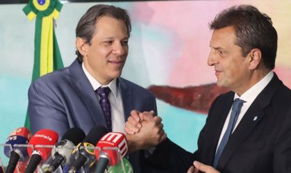 Entrevista coletiva dos ministros da Fazenda do Brasil, Fernando Haddad, e da Economia da Argentina, Sergio Massa
