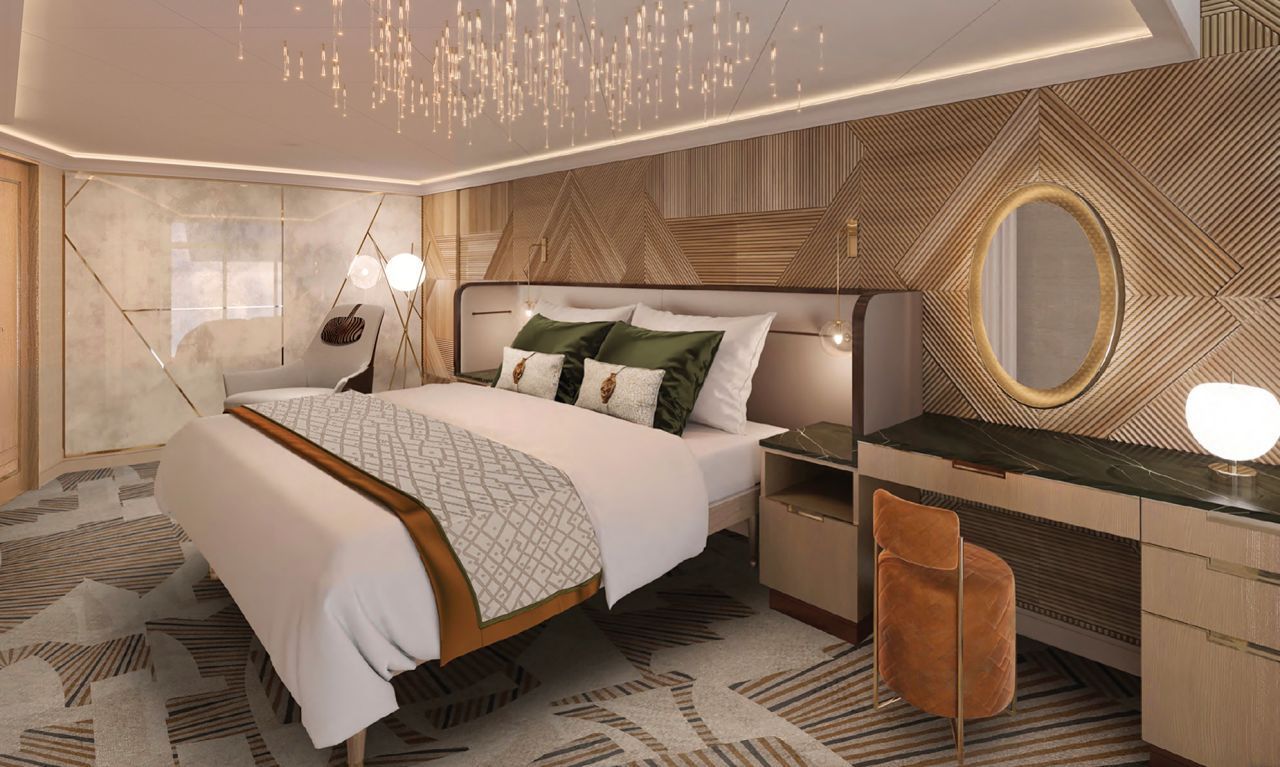 Quatro suítes reais homenagearão os companheiros felinos de personagens da Disney. Elas incluem as elegantes “Bagheera Royal Suites”, que homenageiam a pantera de "O Livro da Selva” (no Brasil, “Mogli - O Menino Lobo”). / Disney Cruise Line
