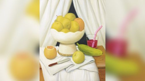 &quot;Natureza morta com cortina branca&quot;, de Fernando Botero (2013).