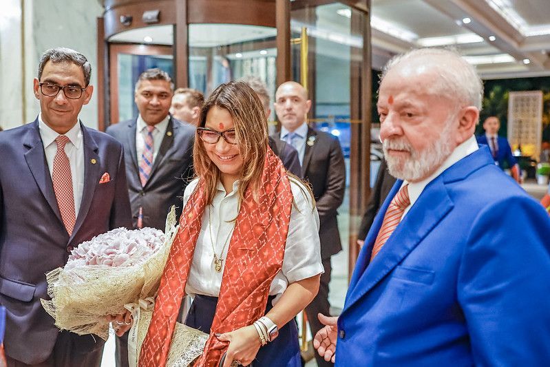 Presidente da República, Luiz Inácio Lula da Silva, durante chegada a Nova Delhi.