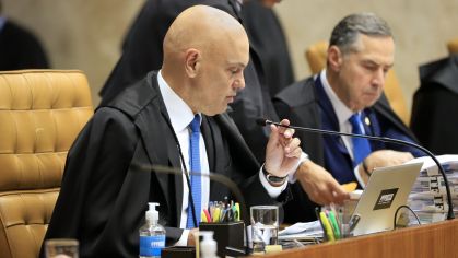 Ministro do STF Alexandre de Moraes, em sessão de 13 de setembro, na qual começaram a ser julgados os primeiros réus por envolvimento no 8 de janeiro.