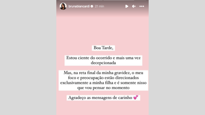 Story feito por Bruna depois que um vídeo de Neymar curtindo uma balada com duas mulheres foi divulgado / Reprodução