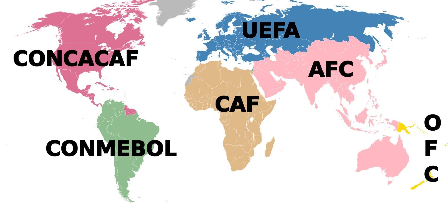 Mapa com as federações e confederações filiadas à Fifa / EOZyo/domínio público