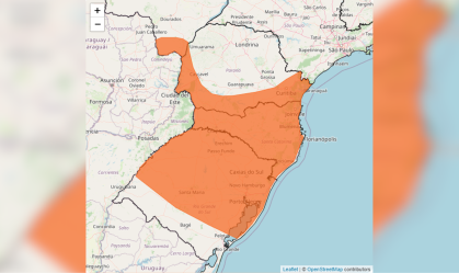 Inmet emitiu alerta de perigo de tempestade para quase toda a região Sul do país