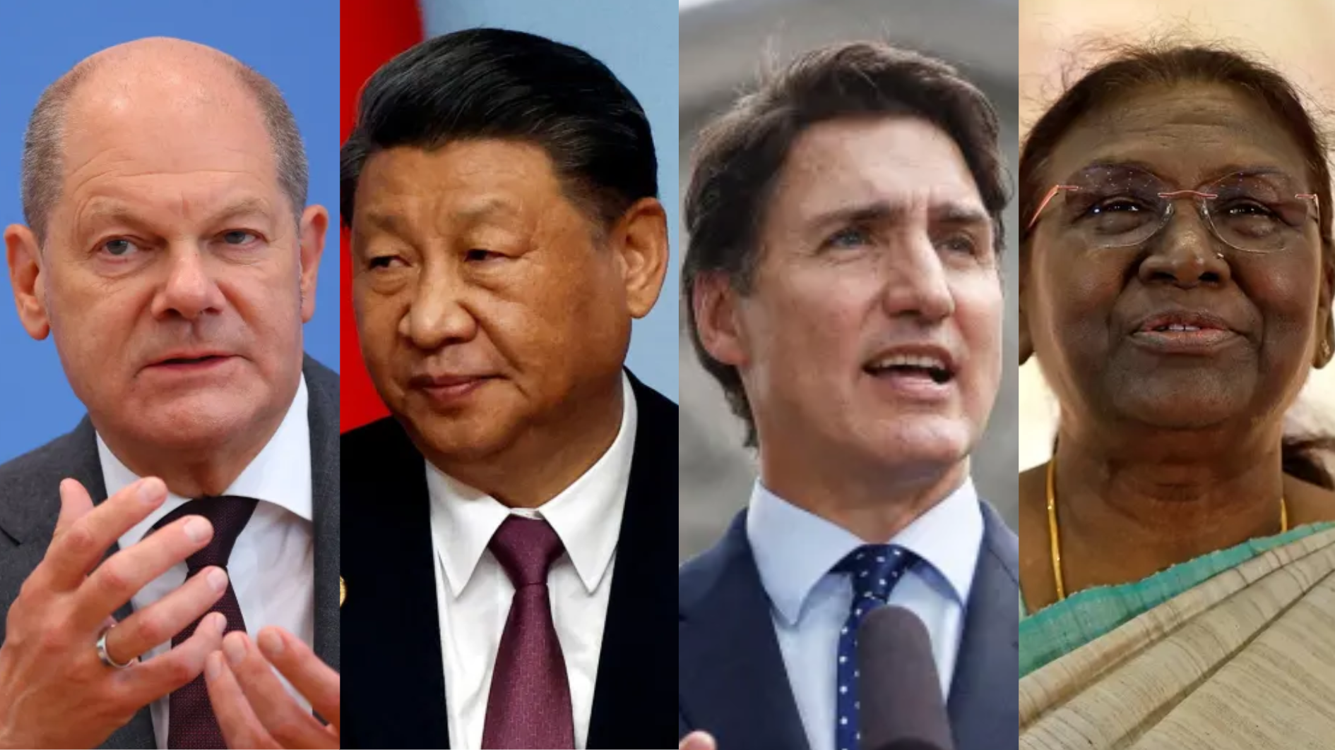 olaf scholz, xi jinping, justin trudeau, Draupadi Murmu