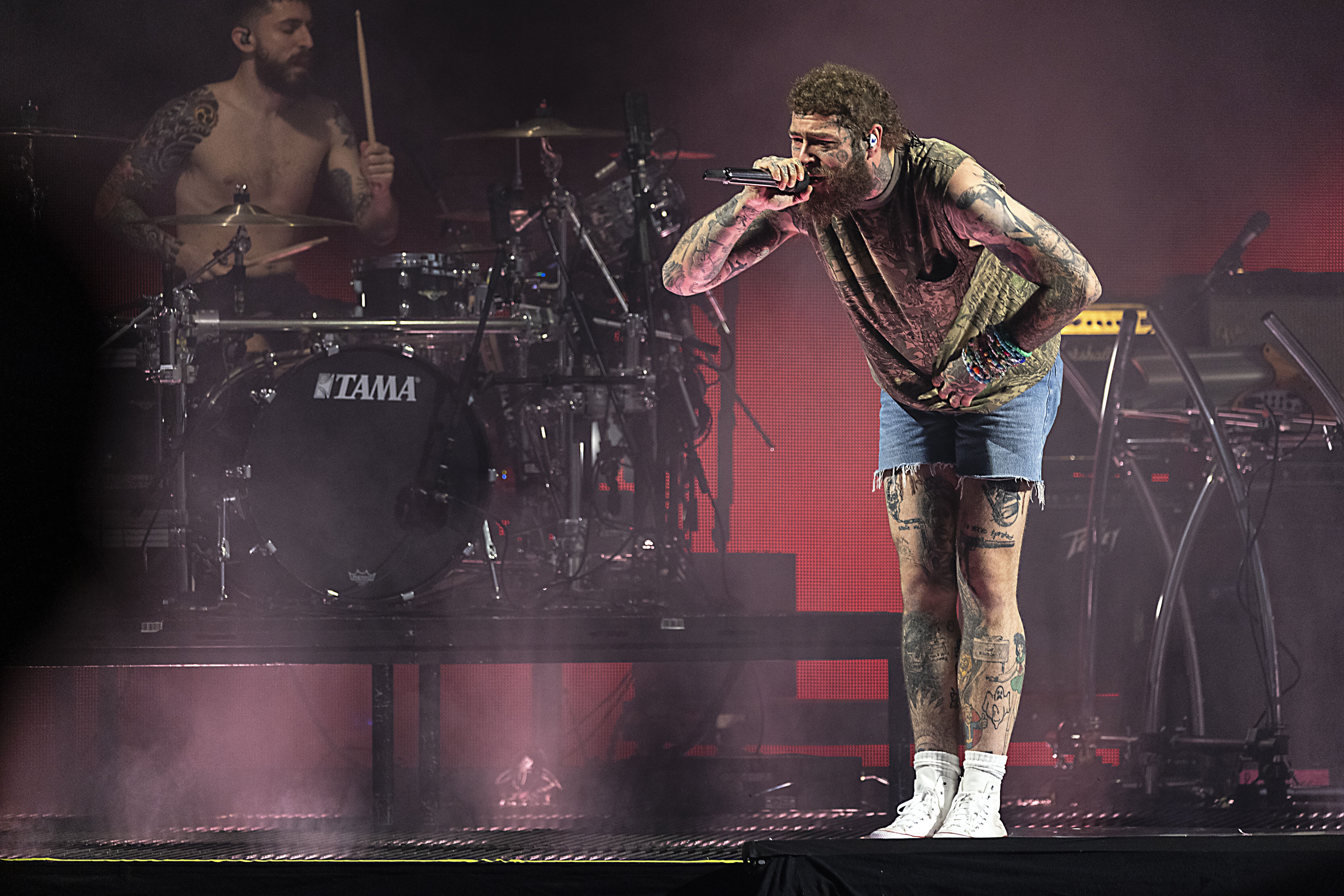 Post Malone se apresenta no PNC Music Pavilion, nos EUA, em 29 de julho de 2023.