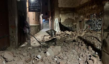 Escombros após um terremoto de magnitude 6,8 em Marrakech, Marrocos, em 9 de setembro de 2023