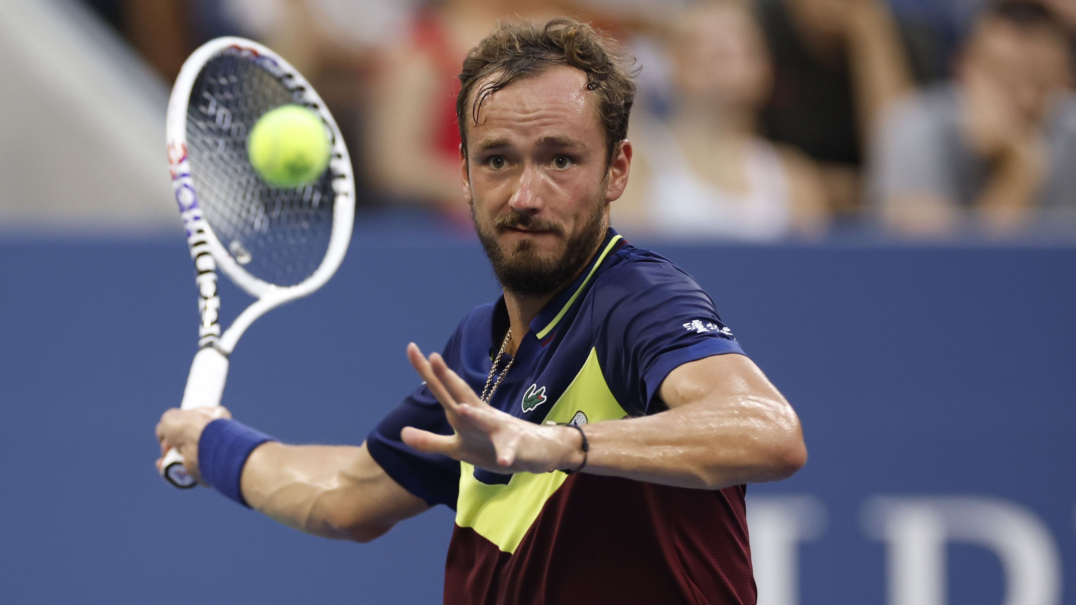 Daniil Medvedev durante a partida contra o australiano Alex de Minaur no US Open