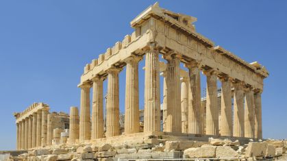 Templo do Partenon na Acrópole de Atenas durante a onda de calor de julho de 2023