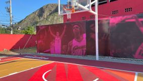 Painéis com imagens de Varejão foram expostos no evento (mas não vão ficar nas quadras)