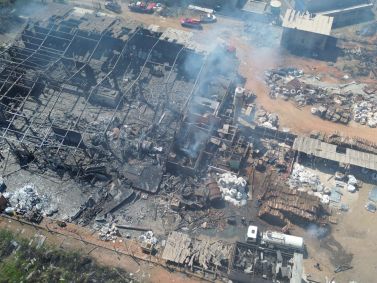 Explosão em metalúrgica de Cabreúva, no interior de São Paulo, em 1º de setembro de 2023.