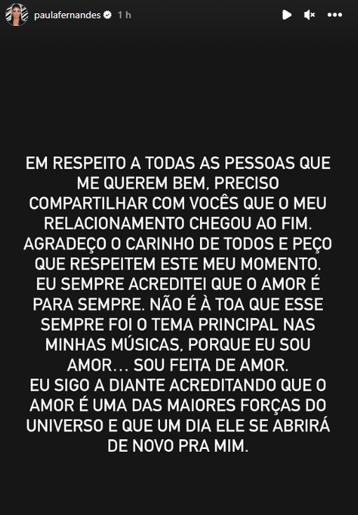 Paula Fernandes anuncia fim do namoro com empresário / Reprodução/Instagram
