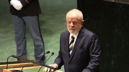 O presidente brasileiro Luiz Inácio Lula da Silva (PT) faz o discurso de abertura da 78ª Assembleia-Geral da Organização das Nações Unidas (ONU), em Nova York, nos Estados Unidos
