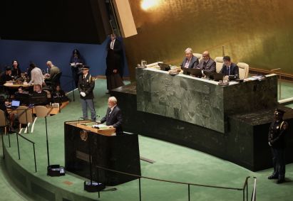O presidente brasileiro Luiz Inácio Lula da Silva (PT) faz o discurso de abertura da 78ª Assembleia-Geral da Organização das Nações Unidas (ONU), em Nova York, nos Estados Unidos