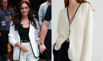 Meghan Markle usa blazer em evento e site de marca trava por busca gigante por peça