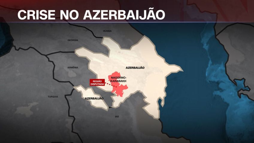 A região de Nagorno-Karabakh está localizada no Cáucaso/ Reprodução/CNN