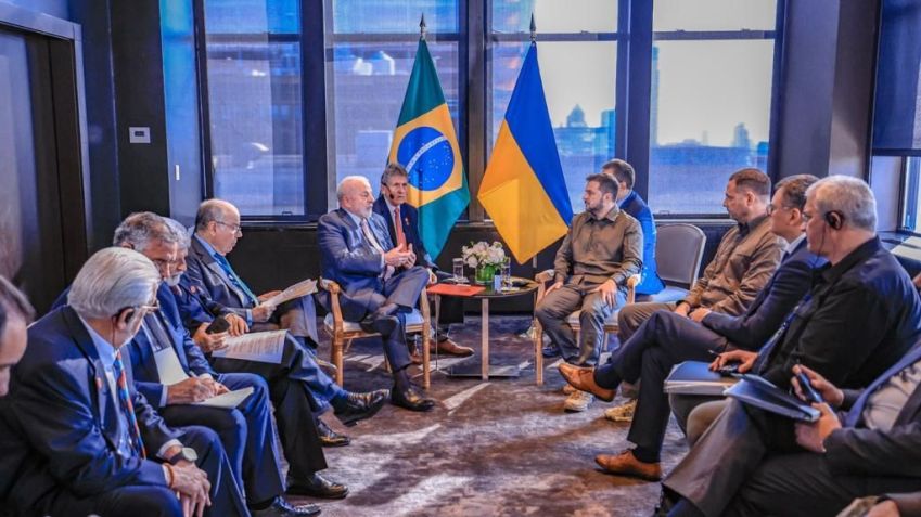 Os presidentes do Brasil, Luiz Inácio Lula da Silva (PT), e da Ucrânia, Volodymyr Zelensky, se encontraram em Nova York, nos EUA. • Ricardo Stuckert/PR