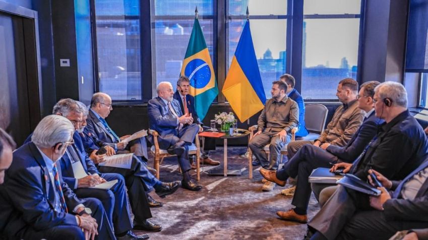 Os presidentes do Brasil, Luiz Inácio Lula da Silva (PT), e da Ucrânia, Volodymyr Zelensky, se encontraram em Nova York, nos EUA. • Ricardo Stuckert/PR