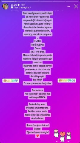 Nos stories, cantora falou sobre comentários maldosos de internautas / Reprodução/Anahí/Instagram