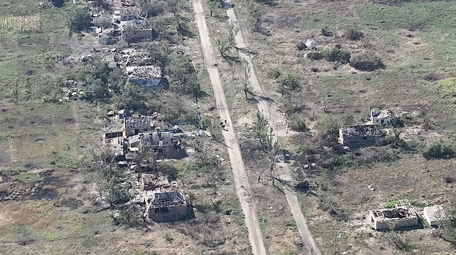 Ukrainian soldiers of the Separate Assault Battalion 'Skala' enter the embattled village of Robotyne