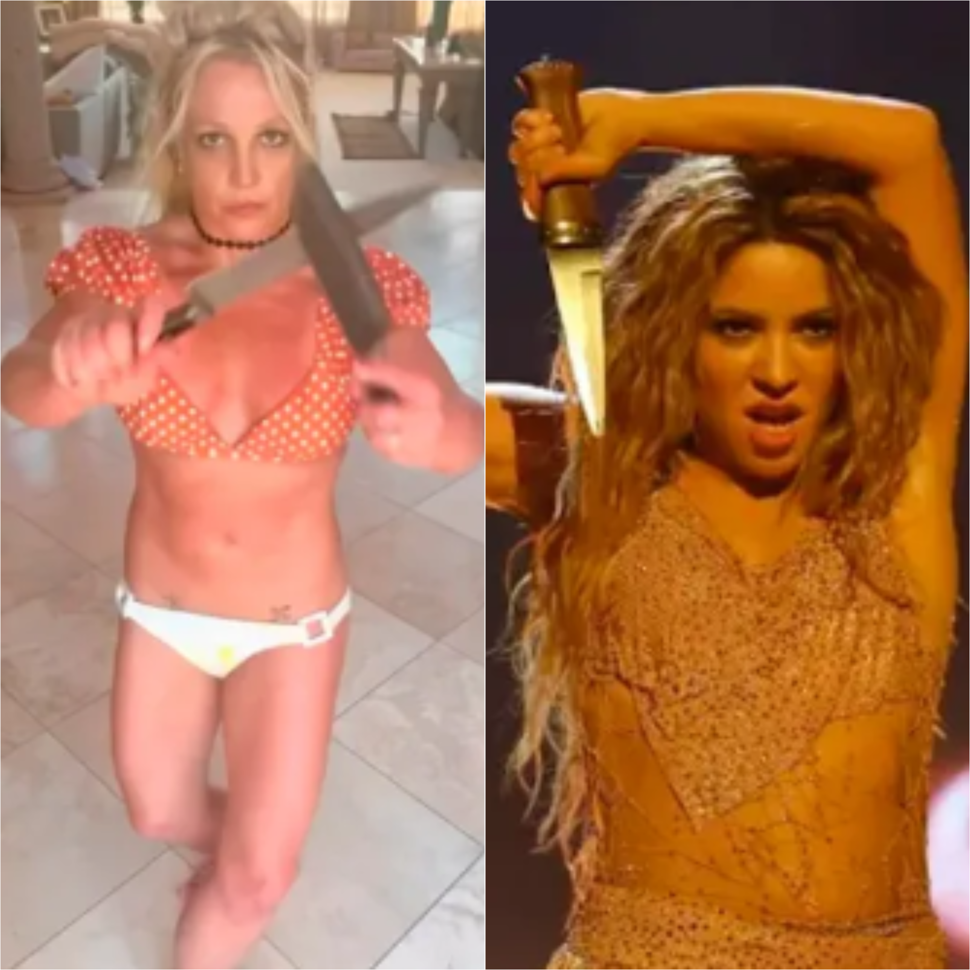 Britney diz se inspirar em Shakira ao dançar com facas / Reprodução/Redes Sociais