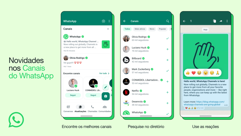 Canais terão diretórios de busca / Divulgação/WhatsApp