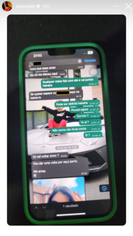 Antony divulgou imagens de supostas conversas com Ingrid / Reprodução Instagram