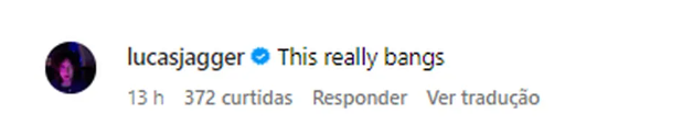 Lucas Jagger, filho de Mick Jagger e Luciana Gimenez, comentou sobre a parceria / Reprodução/Instagram