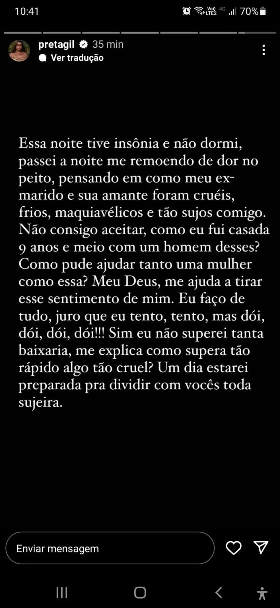 Preta GIl traição / Reprodução/Instagram