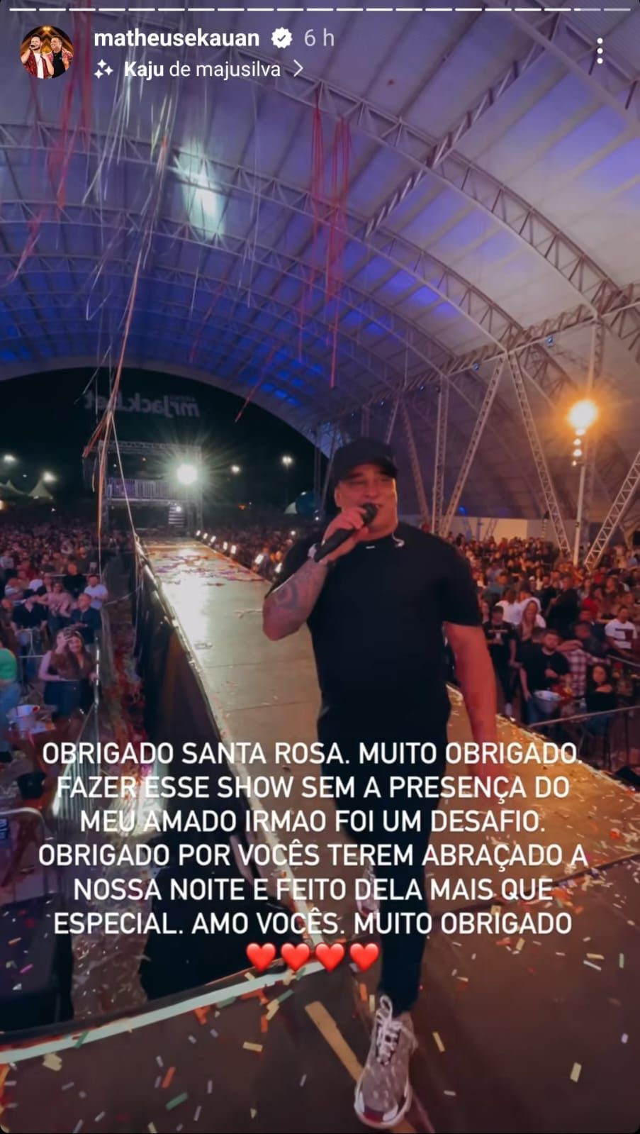 Kauan faz show sem o irmão, em Santa Rosa (RS) / Reprodução / Instagram