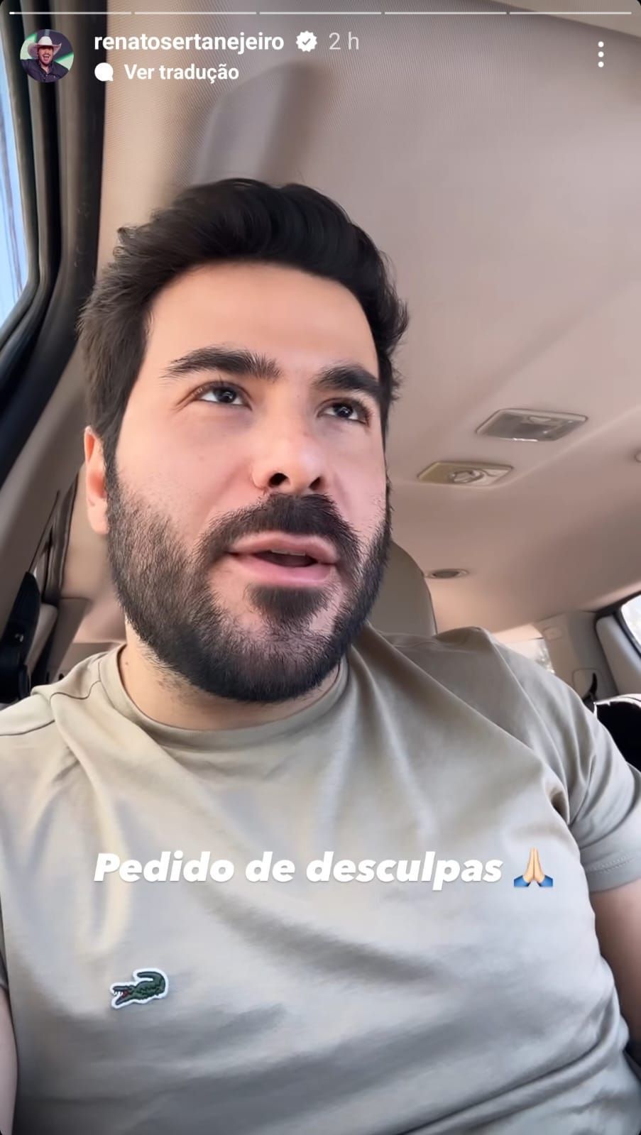 Cantor Renato Sertanejeiro pede desculpas ao casal pela exposição / Reprodução / Instagram
