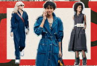 Look total jeans invade alta moda com conjuntos de alfaiataria e denim escuro