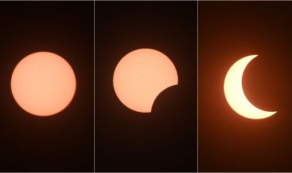 Fases do eclipse solar fotografadas em Brasília