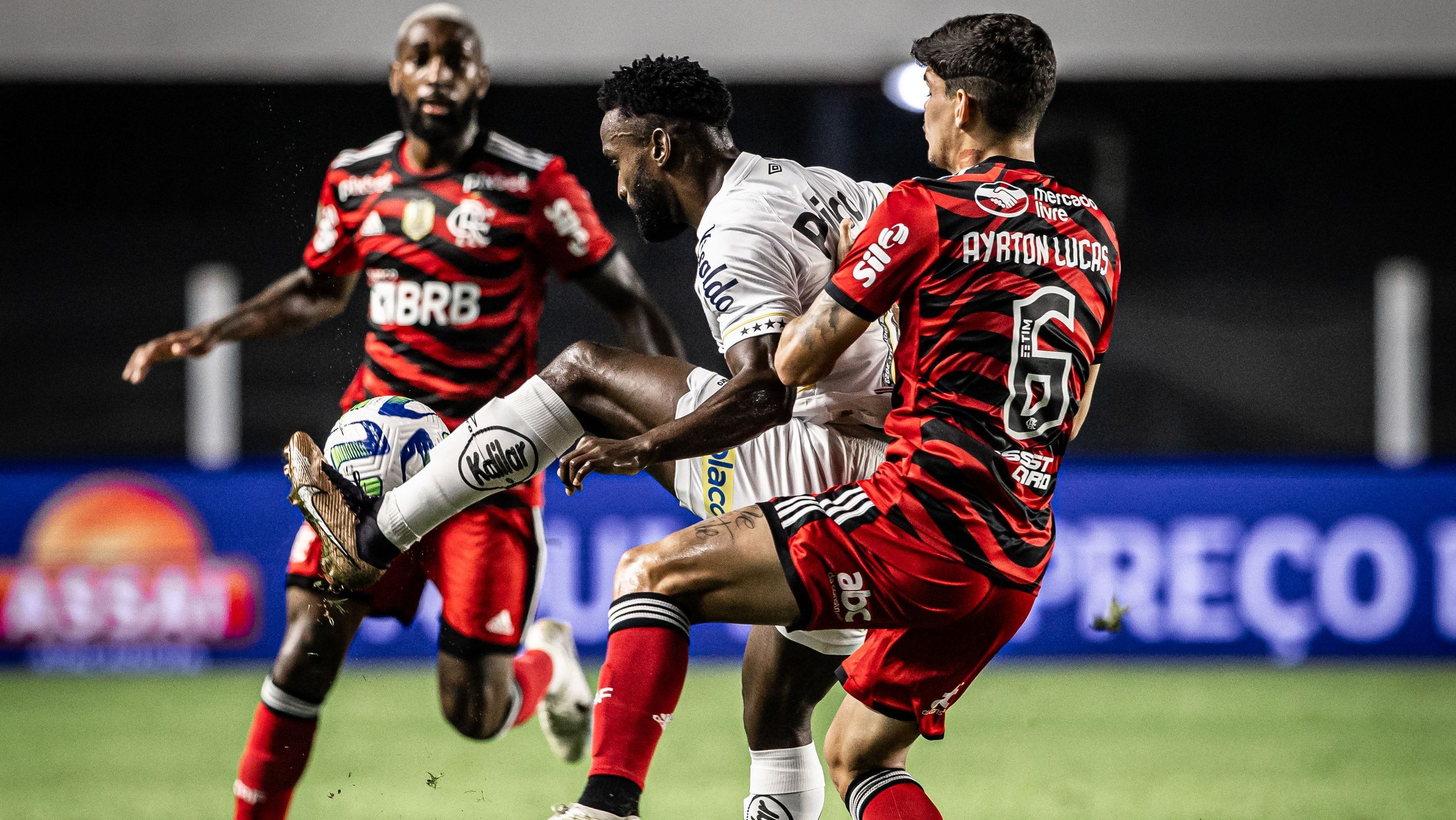 Santos e Flamengo em campo pelo primeiro turno do Brasileirão