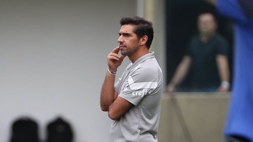 Abel Ferreira durante o jogo contra o Santos, na Arena Barueri, pelo Campeonato Brasileiro