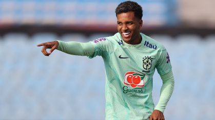 Rodrygo em treino da Seleção Brasileira