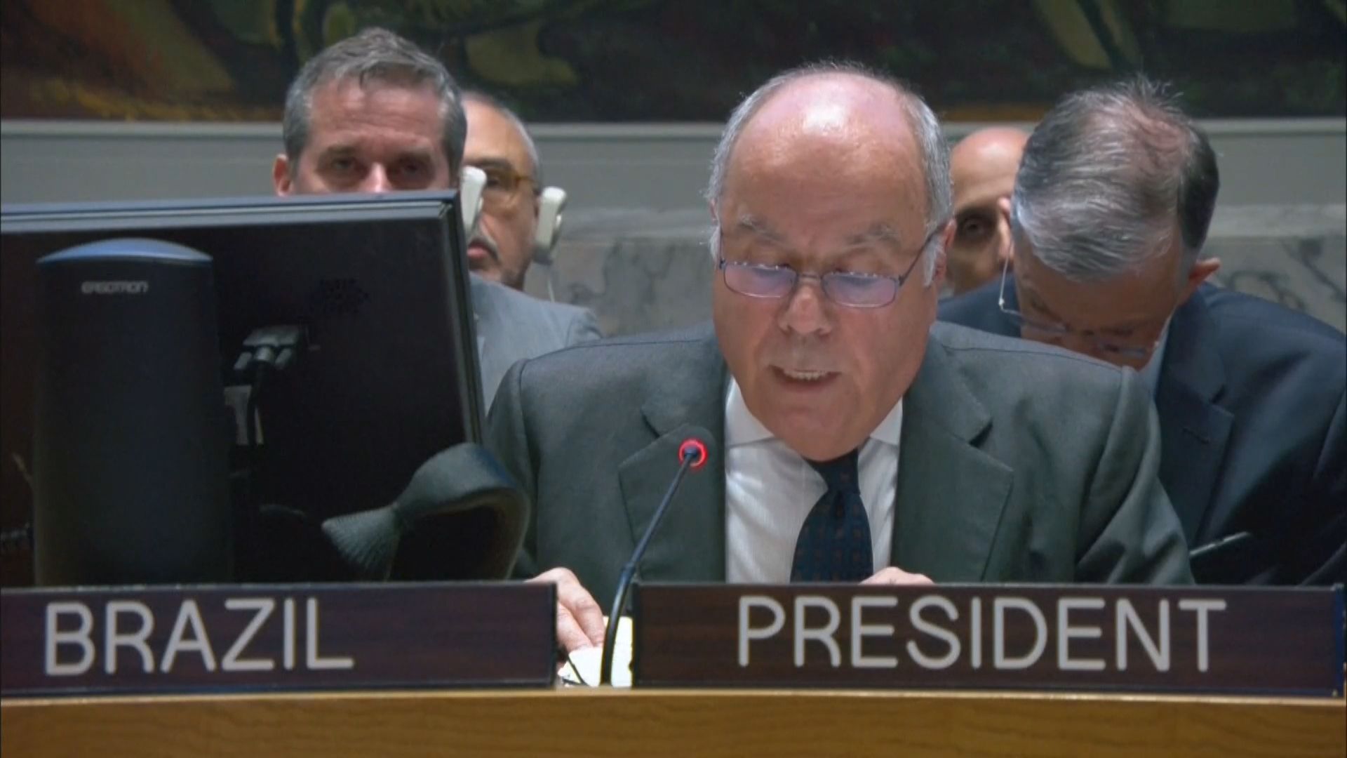 Mauro Vieira, ministro das Relações Exteriores do Brasil, durante sessão do Conselho de Segurança da ONU