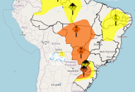 Inmet emite alerta de perigo para forte onda de calor no Centro-Oeste e para tempestades no Sul