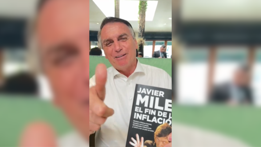Mensagem de vídeo gravada por Jair Bolsonaro foi publicada nas redes sociais de Javier Mieli / @Javiermilei/Instagram/Reprodução