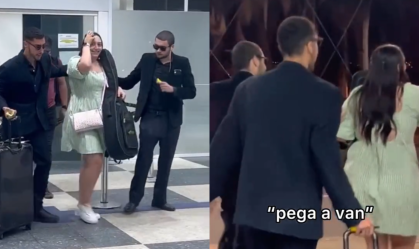 Quem é essa celebridade? Garota é recebida por irmão e amigo vestidos de segurança em aeroporto; veja
