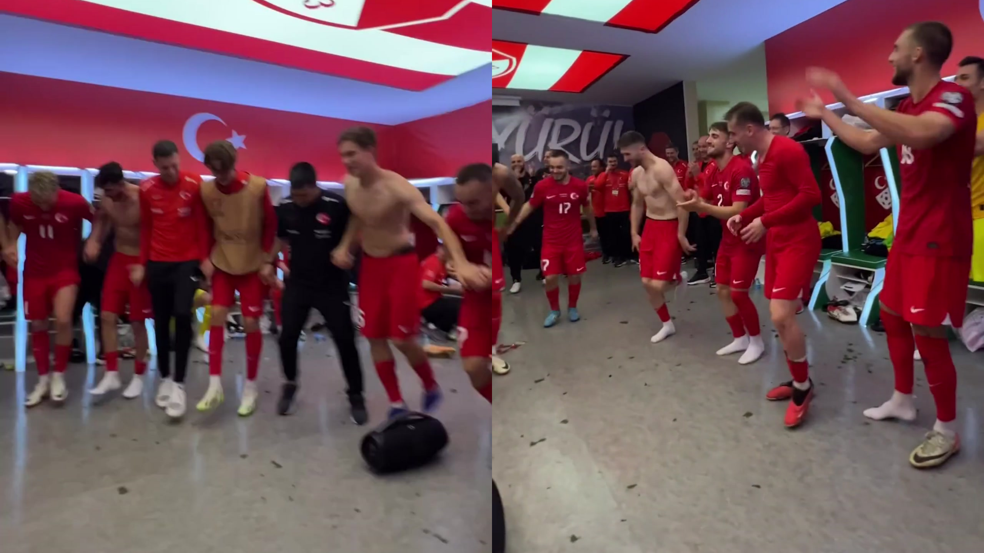 Jogadores da Turquia dançam
