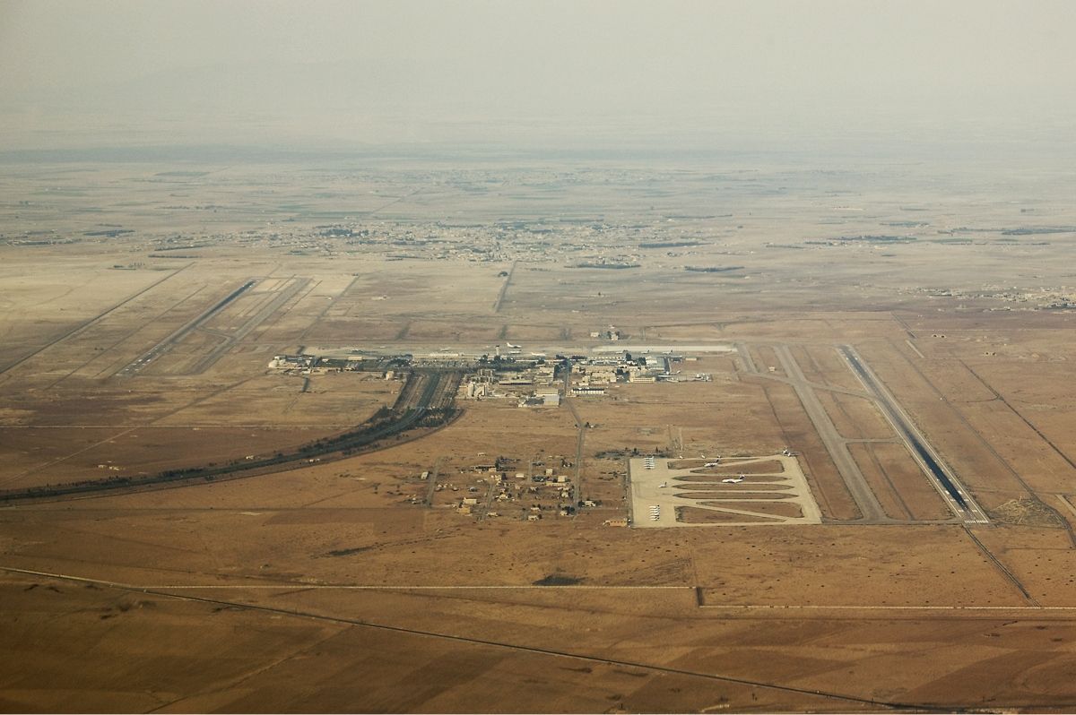 Vista aérea do Aeroporto Internacional de Damasco, na Síria. Imagem ilustrativa.
